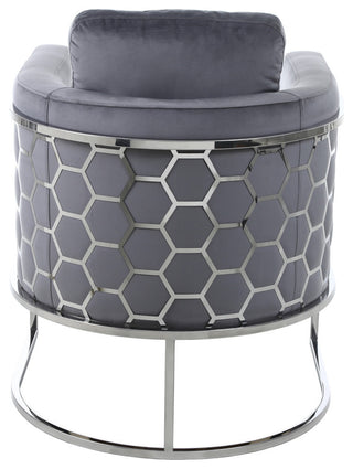 Casa Velvet Upholstered Chair, Grey, Chrome Finish