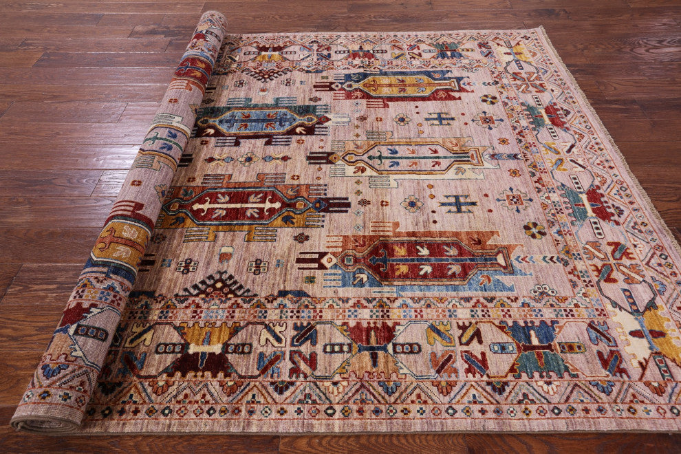 5' 8" X 8' 4" Handmade Tribal Fine Serapi Wool Rug - Q12223