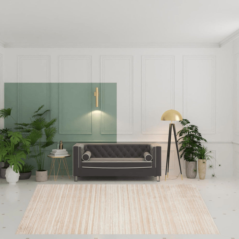 8' X 11' Beige Abstract Distressed Area Rug