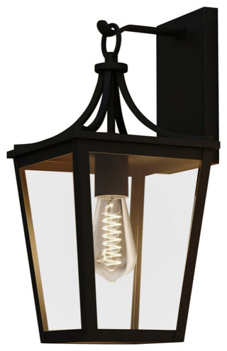 Cottage Grove 1-Light Matte Black Transitional Outdoor Wall Lantern Clear Glass, 7.5"wx16"hx8.25"d