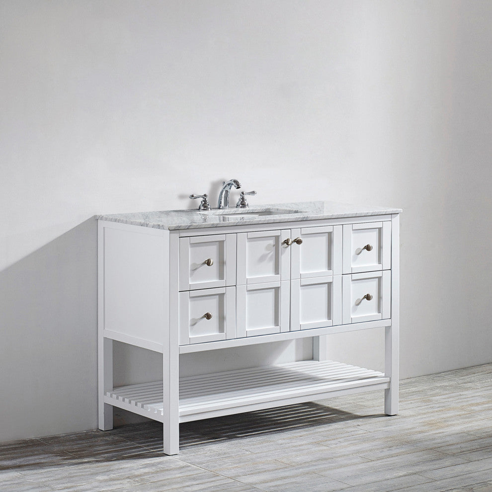 Florence 48" Single Vanity, White, Without Mirror