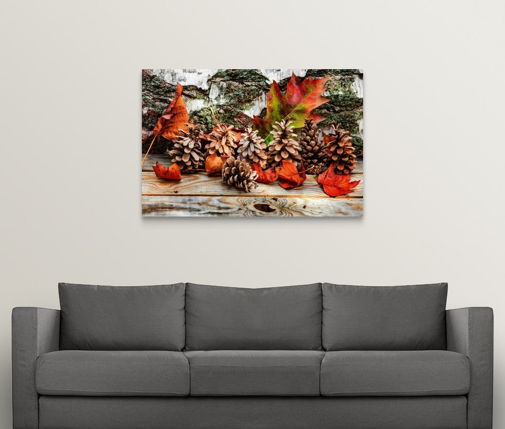 "Pine Cones for Fall" Wrapped Canvas Art Print, 48"x32"x1.5"