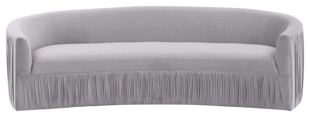 Valerie Pleated Light Gray Velvet Sofa