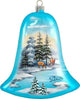 Hand Painted Peaceful Kingdom Bell Glass Scenic Ornament