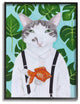 Cat Goldfish Dinner Funny Animal Portrait Painting, 24"x30"