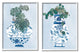 Elegant Indoor Plant Still Life Ornate Blue Vases,24 x 30