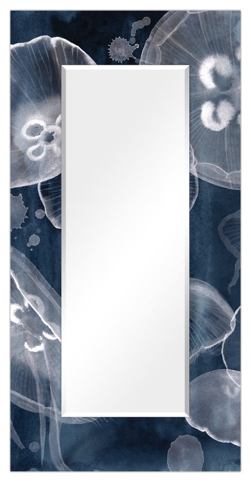 Jellies Rectangular Beveled Mirror on Free Floating Printed Tempered Art Glass