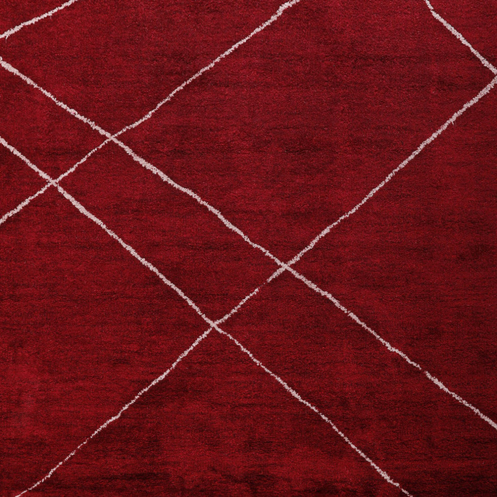 HAND KNOTTED LOOM SILK ECO-FRIENDLY AREA RUGS -9'x12', Rectangle, Red, Geometric