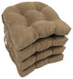 16" Solid Micro Suede U-shaped Tufted Chair Cushions, Set of 4, Java