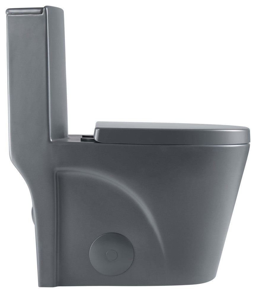 Fine Fixtures Dual-Flush Elongated One-Piece Toilet With High Efficiency Flush, Matte Grey