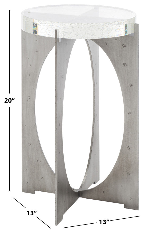 Safavieh Couture Hannamaria Bubble Glass Table, Silver/Clear