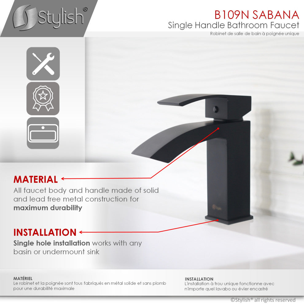 STYLISH Single Hole Matte Black Bathroom Faucet