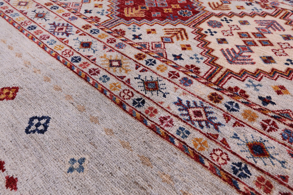 6' 5" X 9' 8" Khorjin Super Kazak Handmade Wool Rug Q5659