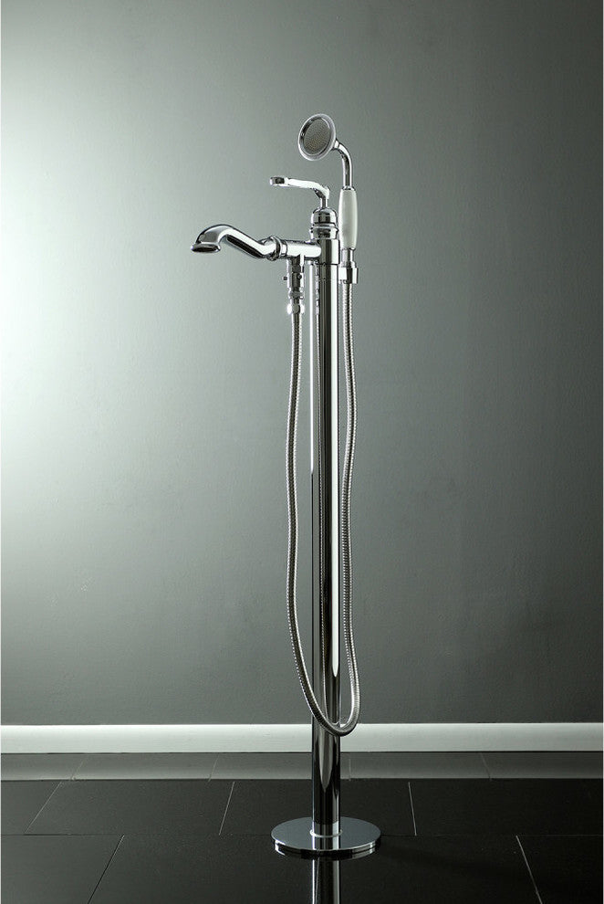Kingston Brass Freestanding Tub Faucet With Hand Shower, Polished Chrome
