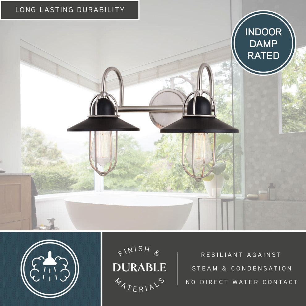 Galena 2 Light Vanity Matte Black and Satin Nickel