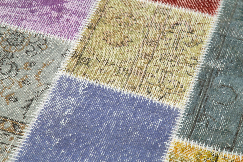Rug N Carpet - Hand-Knotted Turkish 3' 0" x 9' 10" Vintage Patchwork Runner Rug
