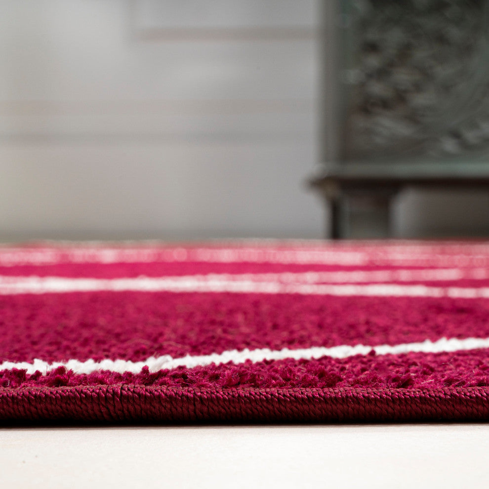 Tumbling Blocks Modern Geometric Red/White 8'x10' Area Rug