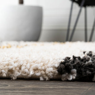 Nova Modern Bold Strie' Shag Beige/Black/Yellow 2'x8' Runner Rug