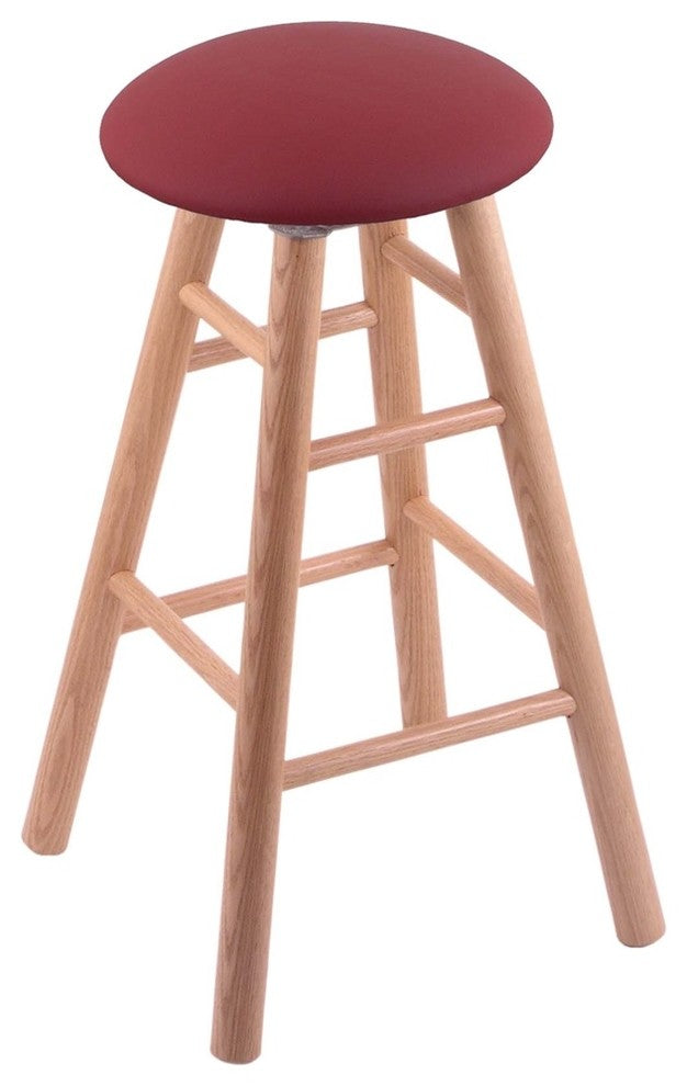 Holland Bar Stool, Oak Round Cushion Bar Stool, Smooth Legs