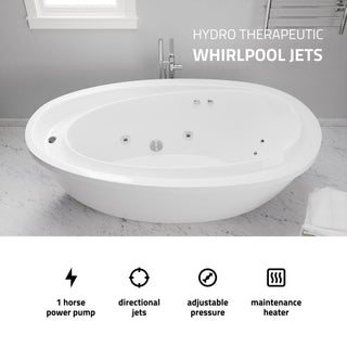 Leni 5.9 ft. Jetted Whirlpool Tub With Reversible Drain, White
