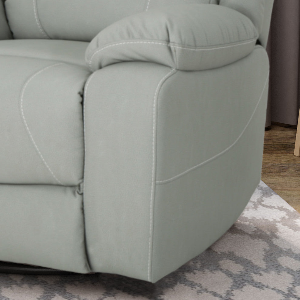 GDF Studio Teresa Classic Tufted Leather Swivel Recliner, Light Gray/Black