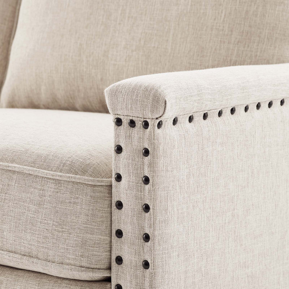 Loveseat Sofa, Fabric, Beige, Modern, Living Lounge Room Hotel Lobby Hospitality