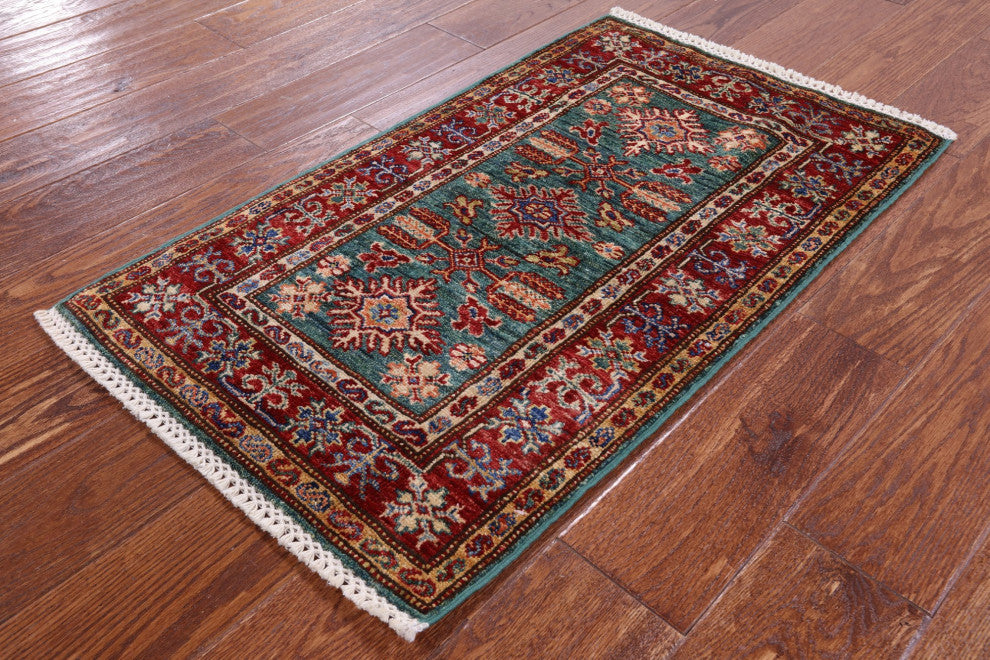 1' 10" X 3' 1" Super Kazak Handmade Wool Rug - Q12983