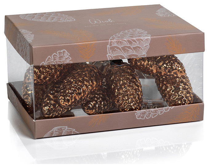Pine Cone LED String of Lights, Gold