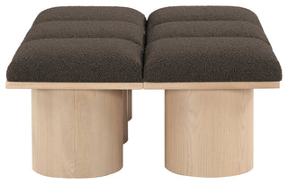 Pavilion Boucle Fabric Upholstered 6-Piece Bench, Brown, Natural Finish
