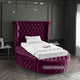 Luxus Button Tufted Velvet Round Bed, Purple, Twin