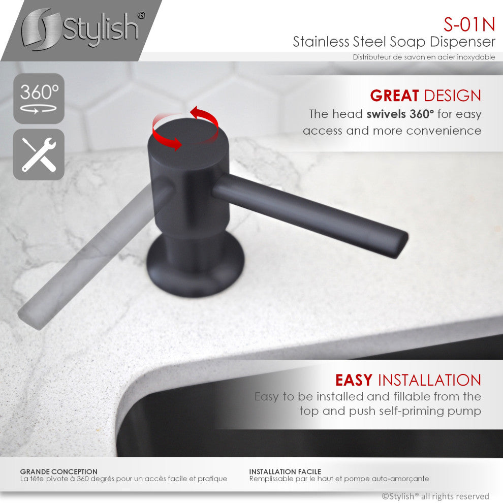 Stylish Pull Down Kitchen Faucet + Soap Dispenser Matte Black Finish