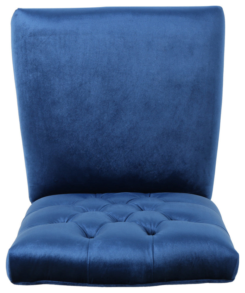 GDF Studio Joyce Traditional Crown Top New Velvet Dining Chairs, Set of 2, Navy Blue