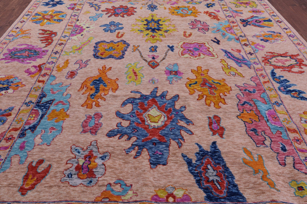 Turkish Oushak Handmade Wool Rug 9' 11" X 13' 10" - Q16095