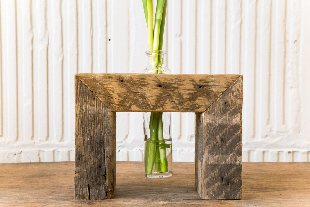 Glass Bud Vase Arrangement With Reclaimed Wood Holder, 1 Bottle