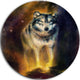 Calm Wolf Illustration, Animal Large Disc Metal Wall Art, 11"