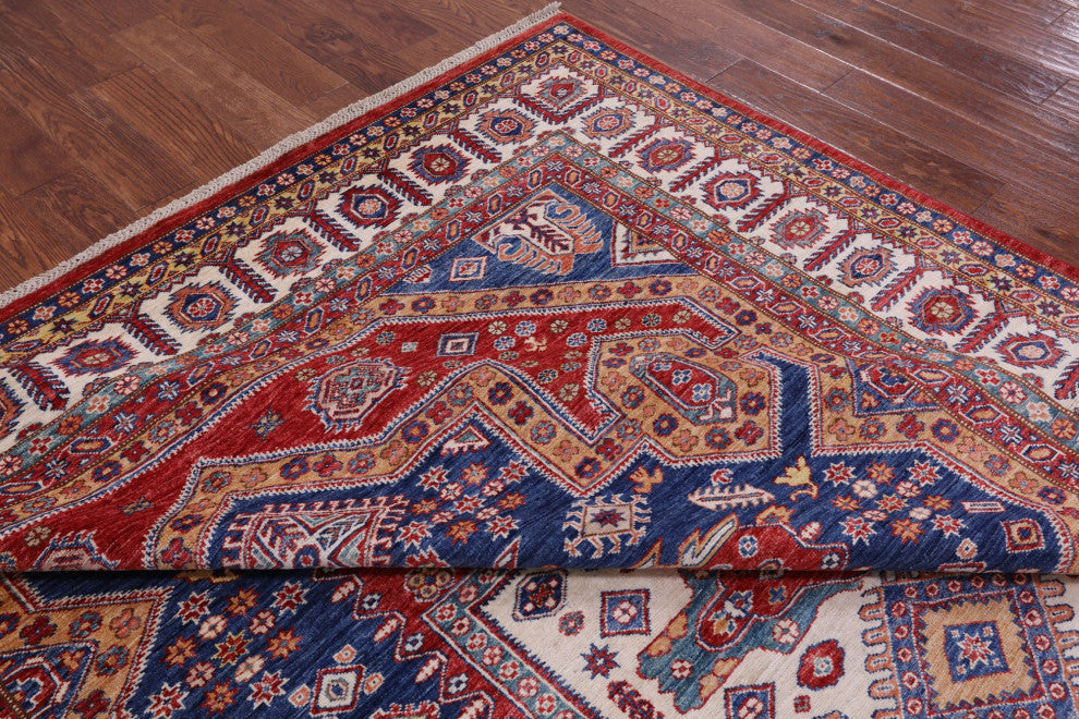 8' 2" X 10' 10" Super Kazak Hand Knotted Wool Rug Q9516