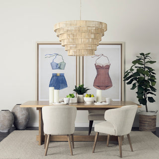 Niles Cream Fabric Seat With Brown Solid Wood Frame Wingback Dining Chair