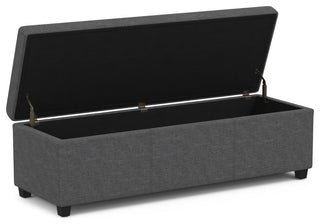 Avalon Extra Large Storage Ottoman Bench, Slate Grey