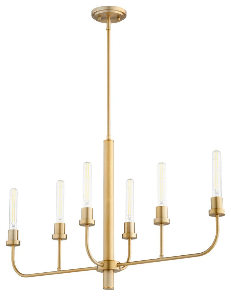 Sheridan Soft Contemporary Chandelier in Aged Brass
