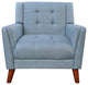 GDF Studio Evelyn Mid Century Modern Fabric Arm Chair, Blue/Walnut
