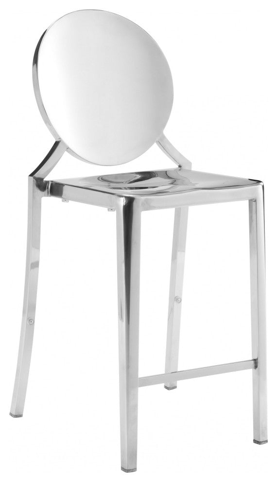 Set of Two Polished Steel Counter Chairs