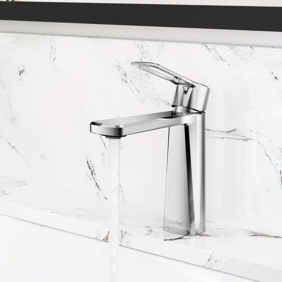 Single Handle Brass Bath Faucet, Supply line, Polish Chrome
