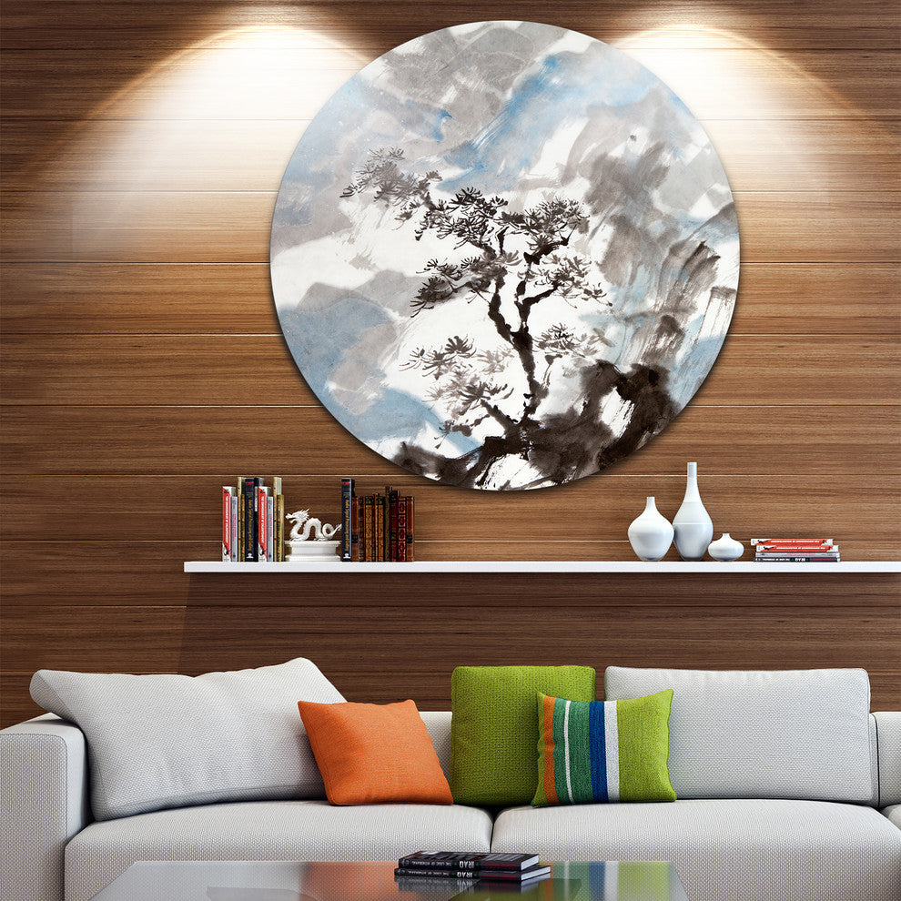 Chinese Pine Tree, Trees Round Wall Art, 11"