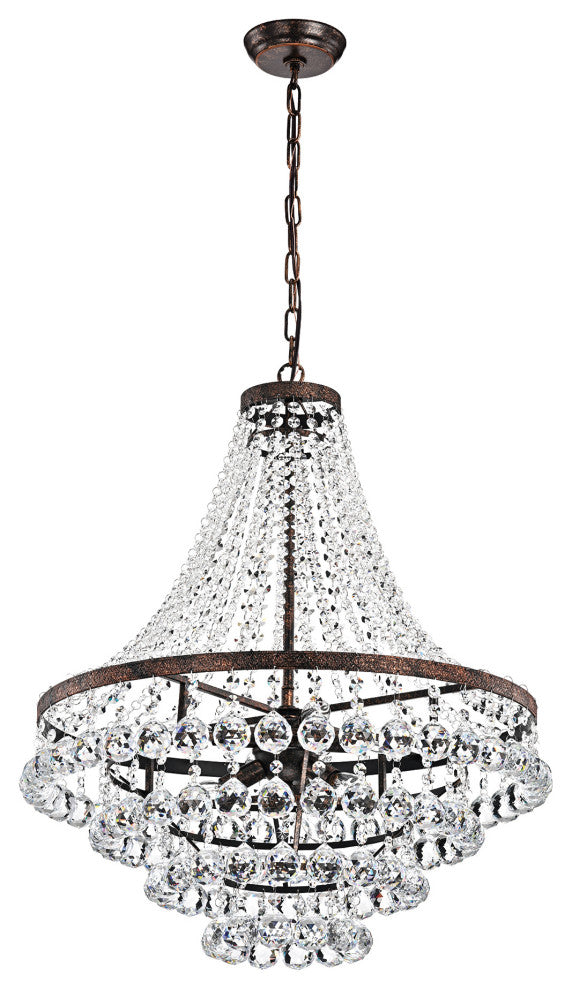 Towne Parke 7-Light Antique Copper and Crystal Empire 4 Tier Chandelier
