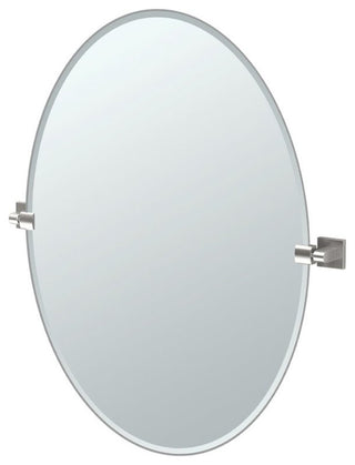 Elevate 32" Frameless Oval Mirror, Satin Nickel