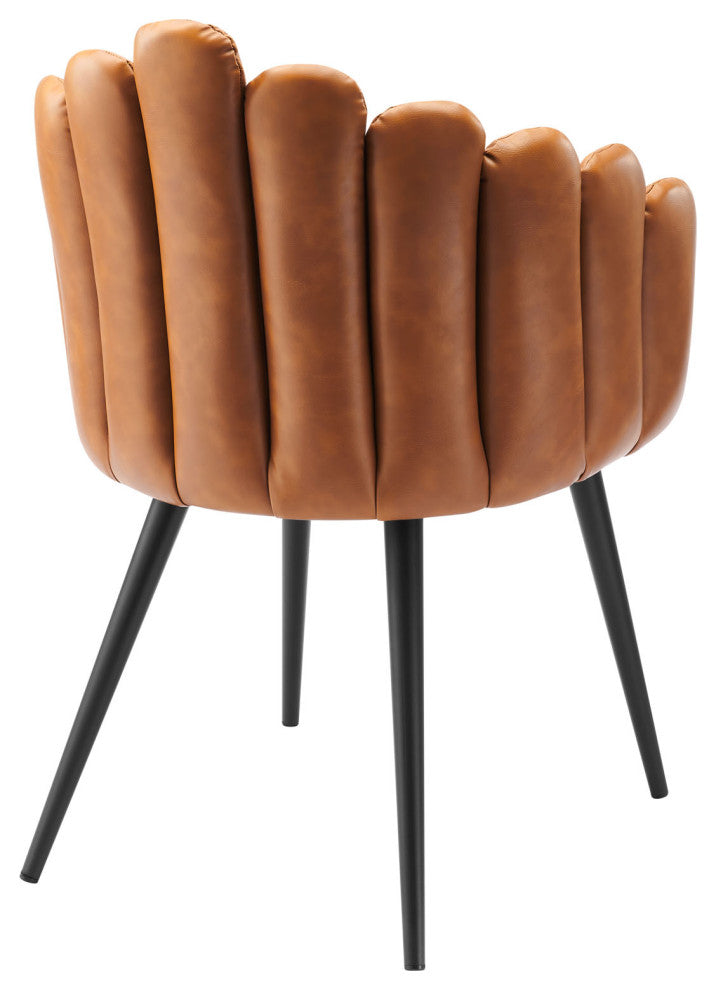Vanguard Vegan Leather Dining Chair Set of 2 Black Tan -6029