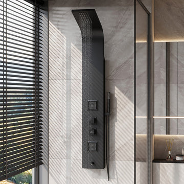 Eviva Mulino Black Aluminum Thermostatic Shower Massage Panel
