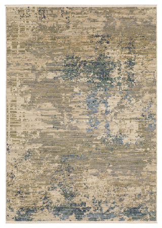 Saturn Modern Abstract Beige/Blue Multi Wool Blend Area Rug 9'10" x 12'10"