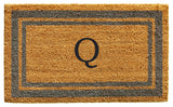 Periwinkle Border 24"x36" Monogram Doormat, Letter Q