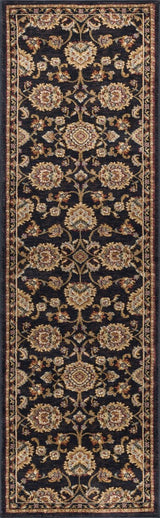Charlotte Traditional Oriental Black Runner Rug, 2'x7'